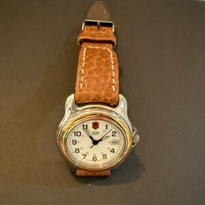 Swiss Army “officers” two-tone Brown Leather Watch